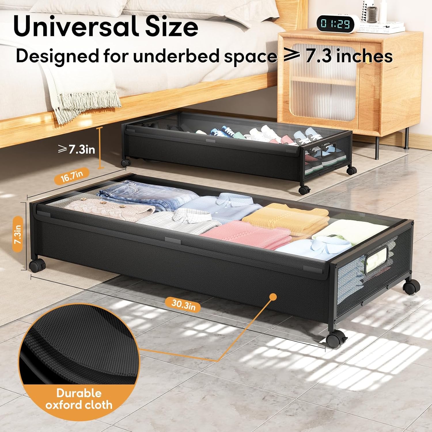 Under Bed Storage Containers with Wheels 2 Pack Cyan-gray a7