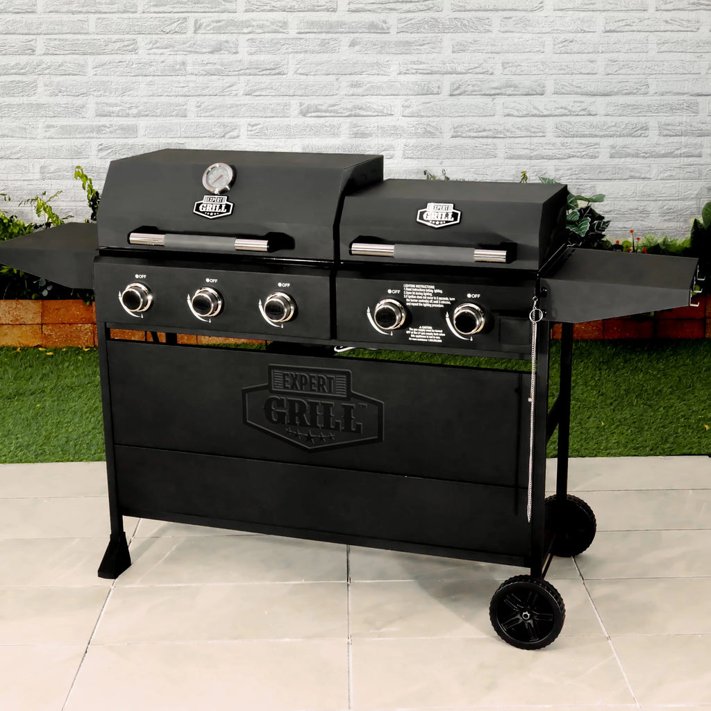 5 Burner Combo Gas Grill and Griddle Black k7p