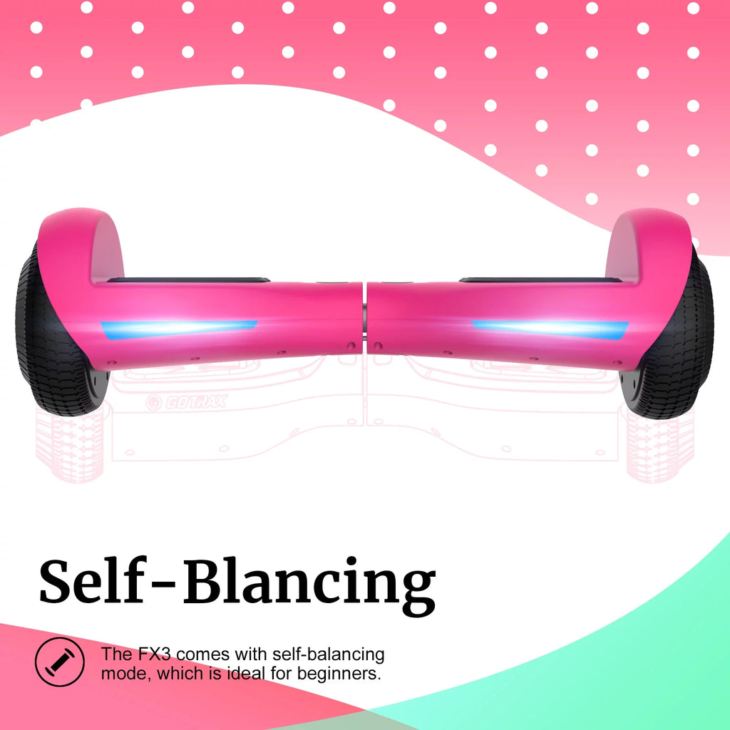 Hoverboard for Kids Adults 200W LED Wheels 6.2mph Pink k7