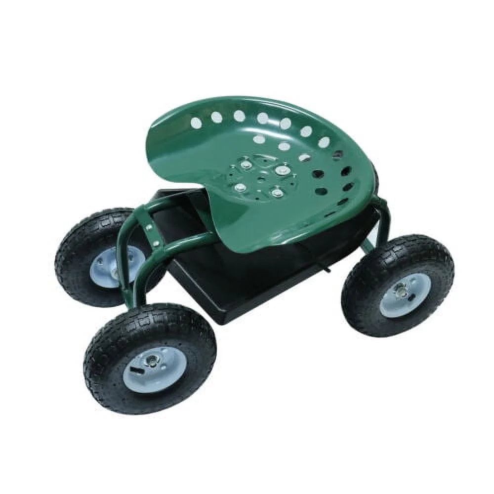 Rolling Garden Seat Cart Swivel 4 Wheel Metal Stool Outdoor k7m