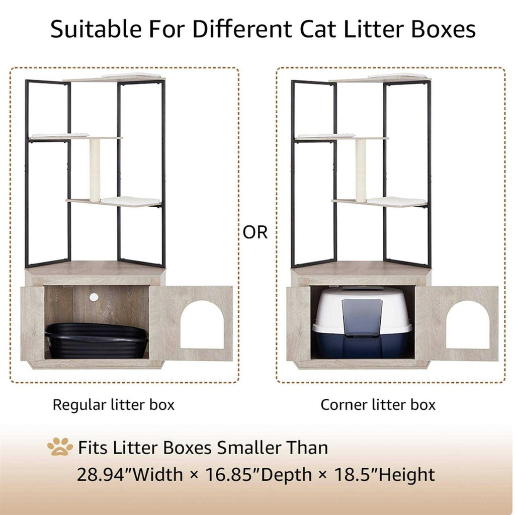Cat Litter Box Enclosure with Cat Tree Tower a7