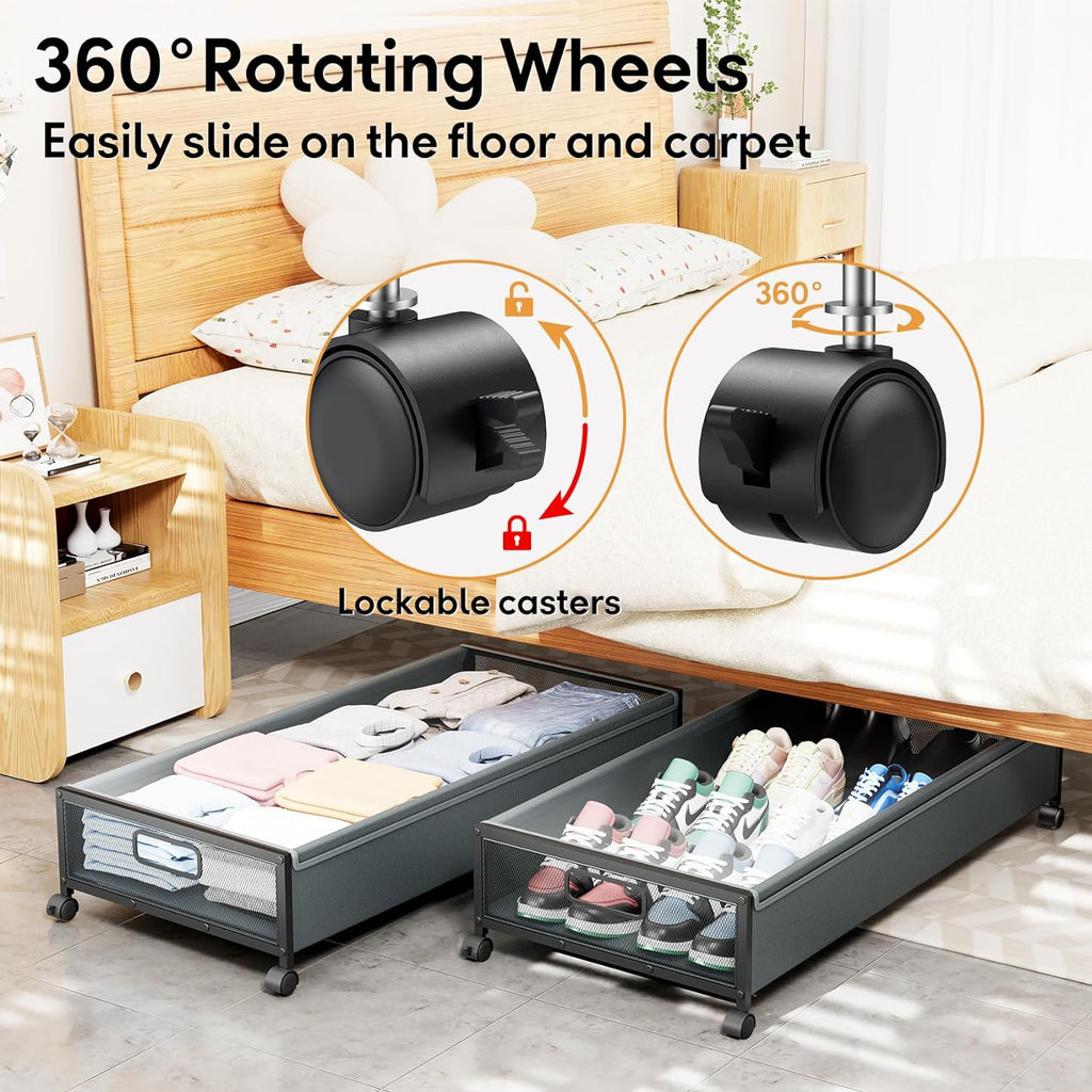 Under Bed Storage Containers with Wheels 2 Pack Cyan-gray a7