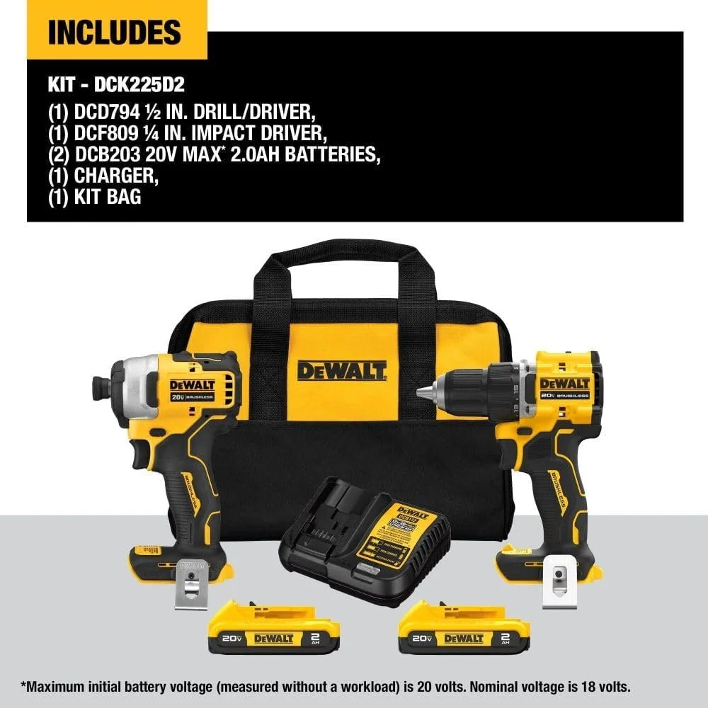 Cordless Drill and Impact Driver Combo Kit with 2 Batteries a7