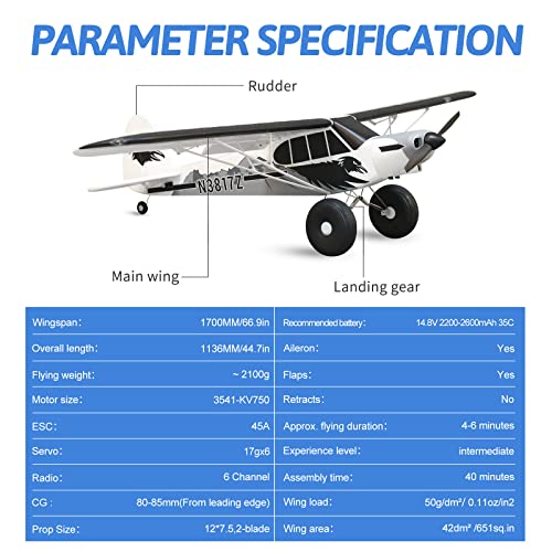 RC Plane 1700mm Piper PA-18 Super Cub 6CH PNP7k