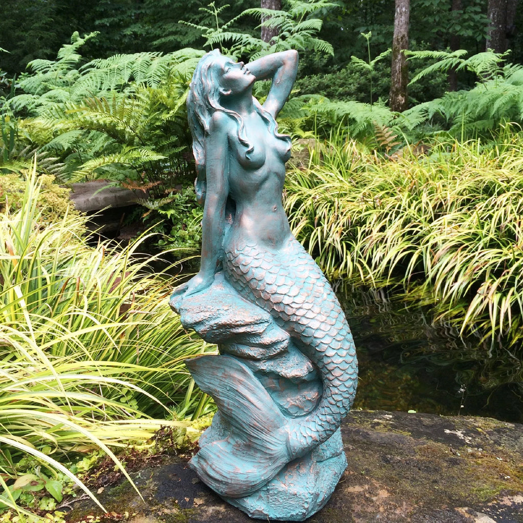 Giant Mermaid Sitting on Coastal Rock Garden Statue a7