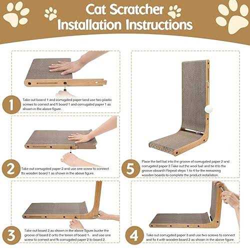 Cat Scratcher L-Shaped Scratching Pad with Toy Balls a7