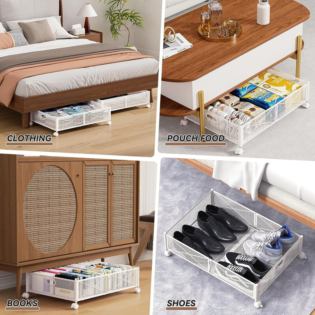 Under Bed Storage Containers with Wheels and Drawer, Tool-free Assembly a7