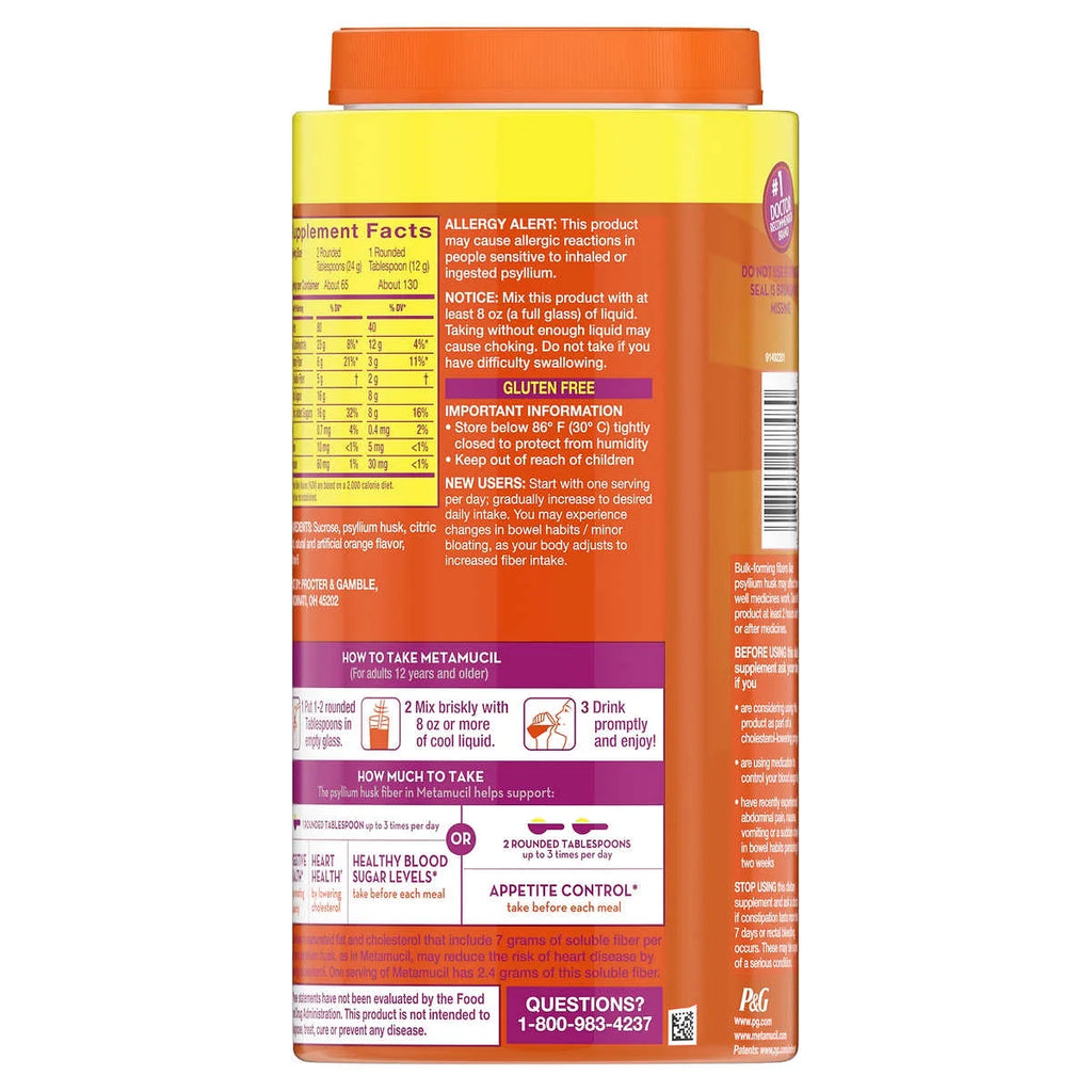 Fiber Supplement Orange 260 Servings q7