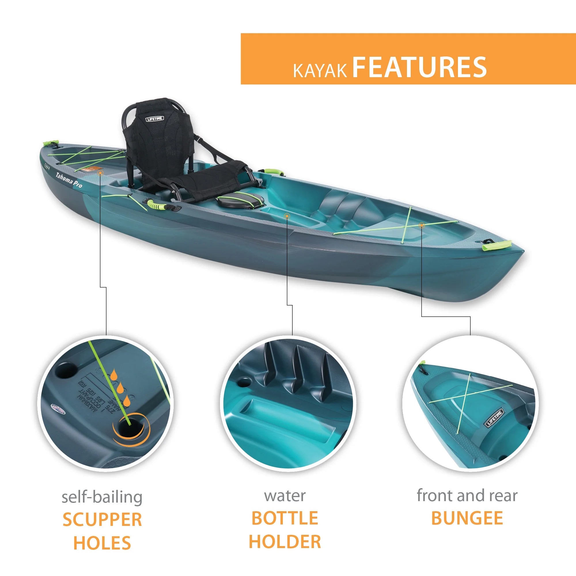Tahoma Pro 10 ft Sit-on-Top Kayak Blue k7