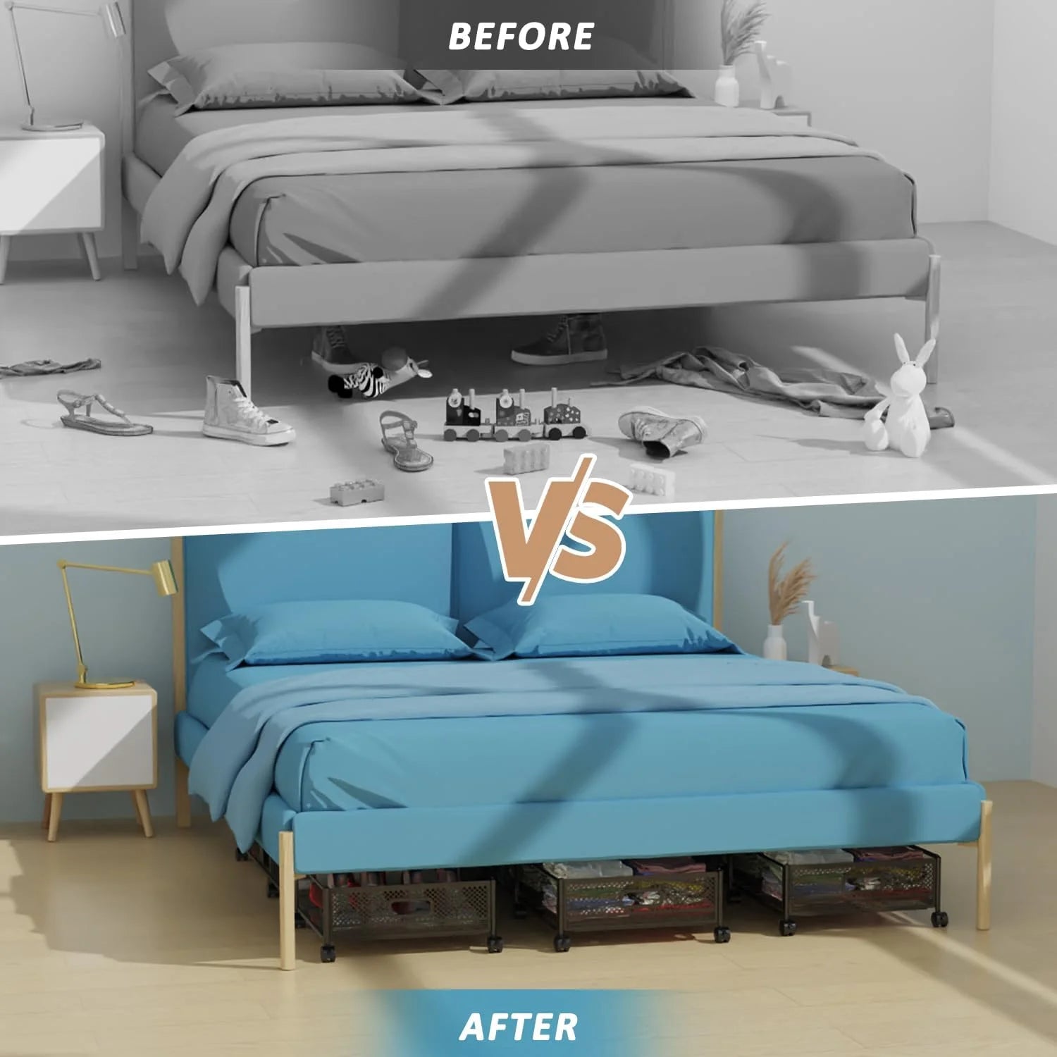 Under Bed Storage on Wheels Foldable Containers q7