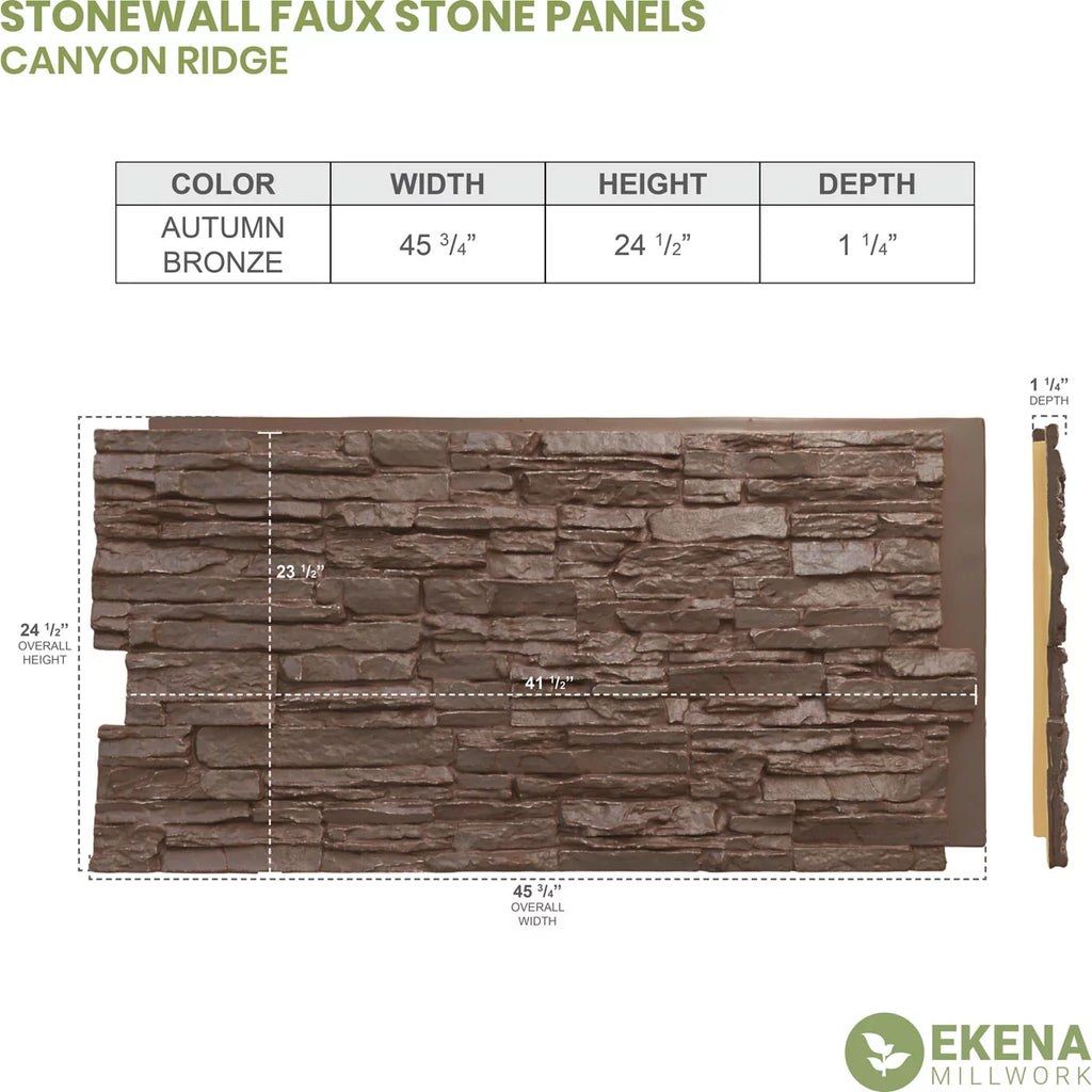 StoneWall Faux Stone Siding Panel 45 3/4in x 24 1/2in x 1 1/4in k7