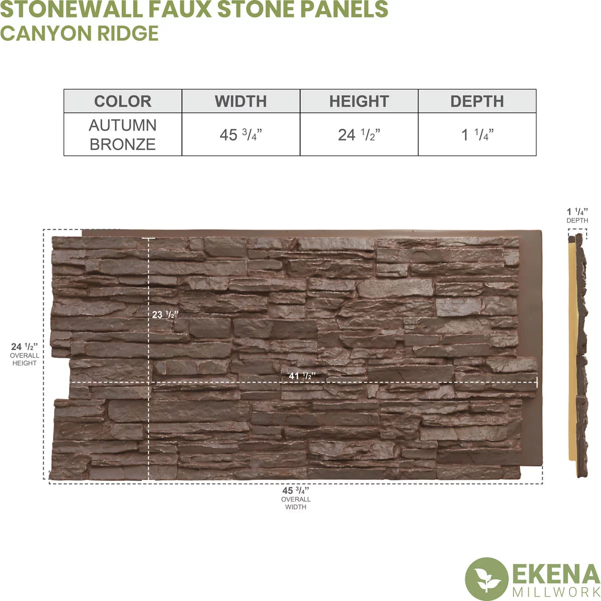 StoneWall Faux Stone Siding Panel 45 3/4in x 24 1/2in x 1 1/4in k7
