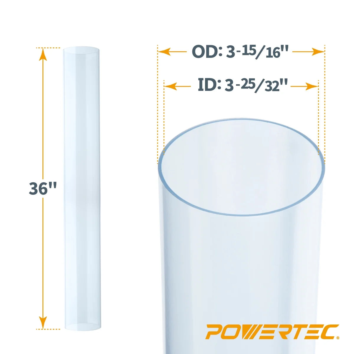 Clear PVC Dust Collection Pipe 4x36 Inch k7