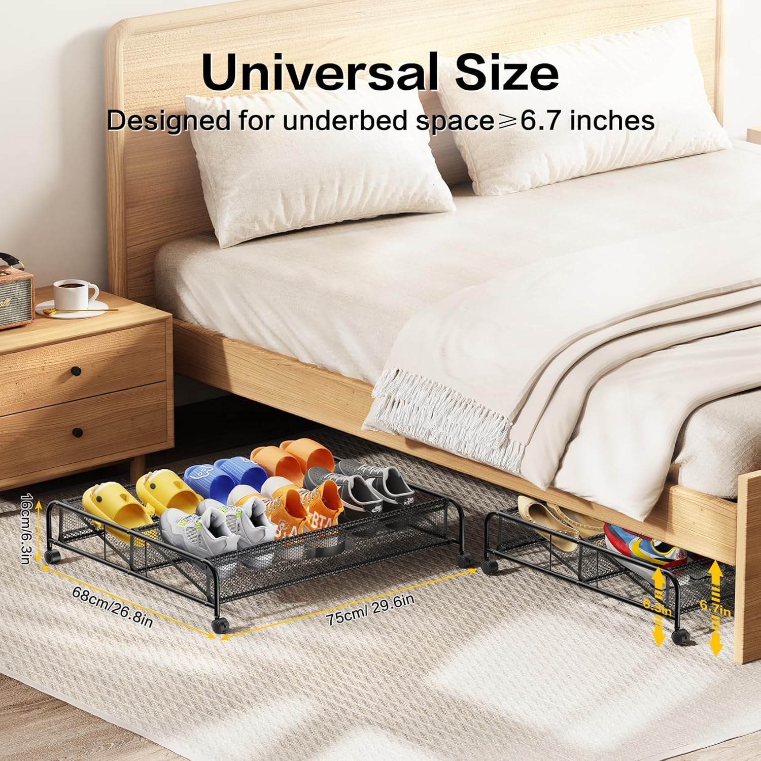 Under Bed Shoe Storage Organizer with Wheels 2 Pack a7