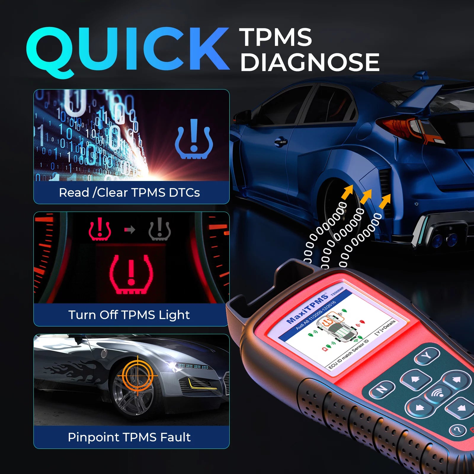 TPMS Programming Tool Relearn Activate Sensors Scan Read Clear DTCs Reset k7m
