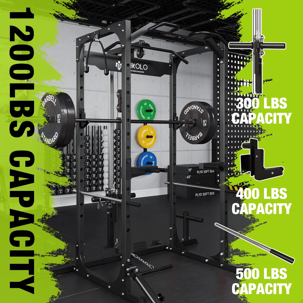 Power Rack Cage with Lat Pulldown System 1200LBS Capacity k7