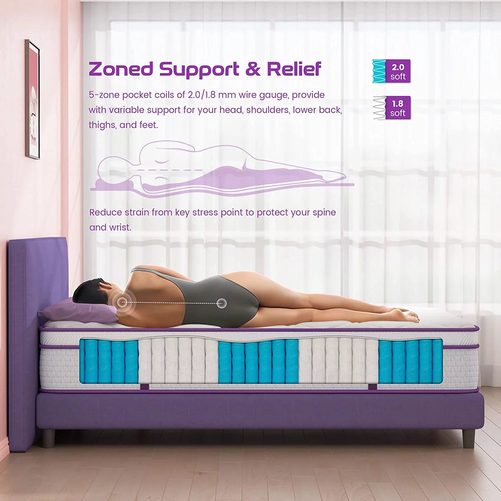 Queen Size Hybrid Mattress 10 Inch Memory Foam Euro Top Medium Firm k7