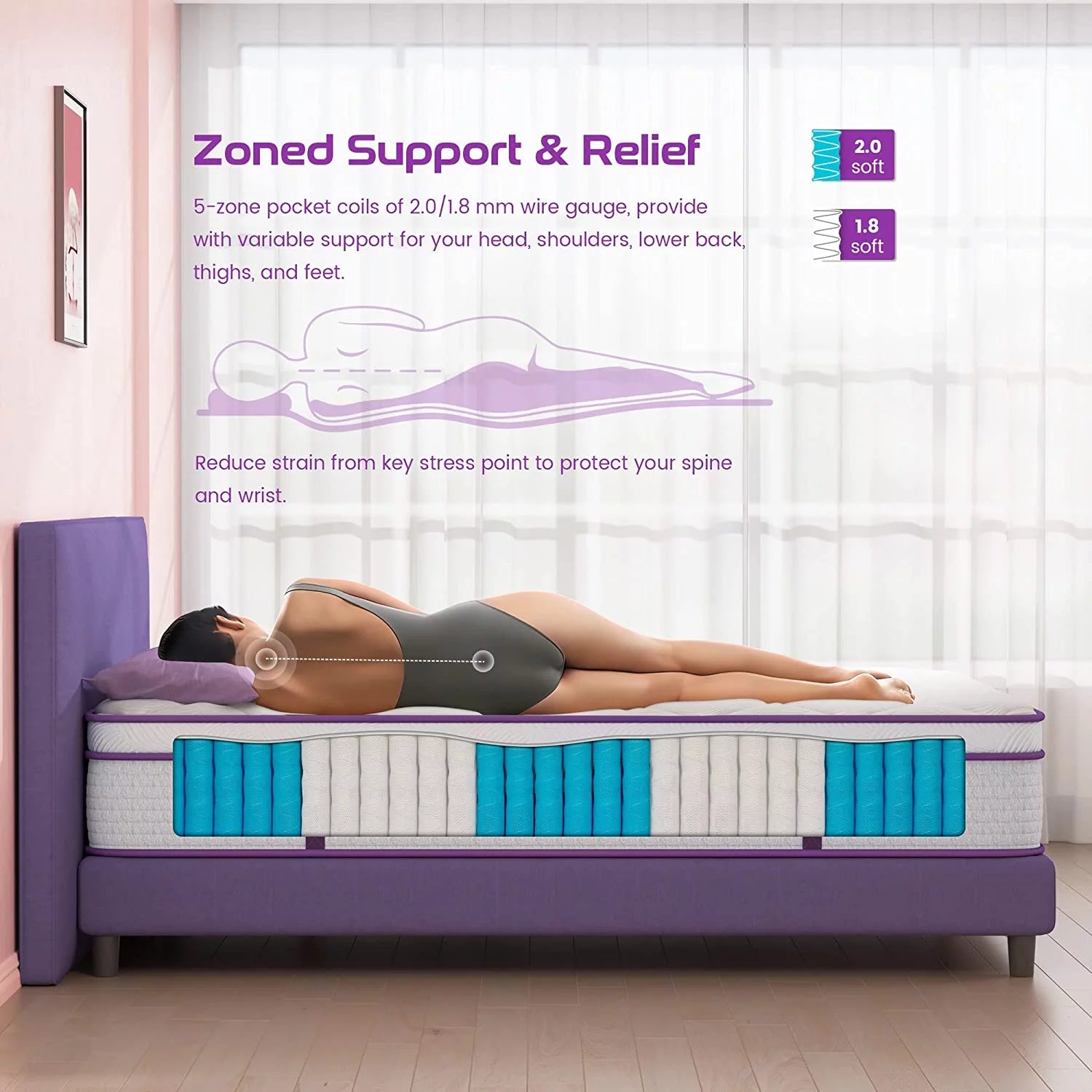 Queen Size Hybrid Mattress 10 Inch Memory Foam Euro Top Medium Firm k7