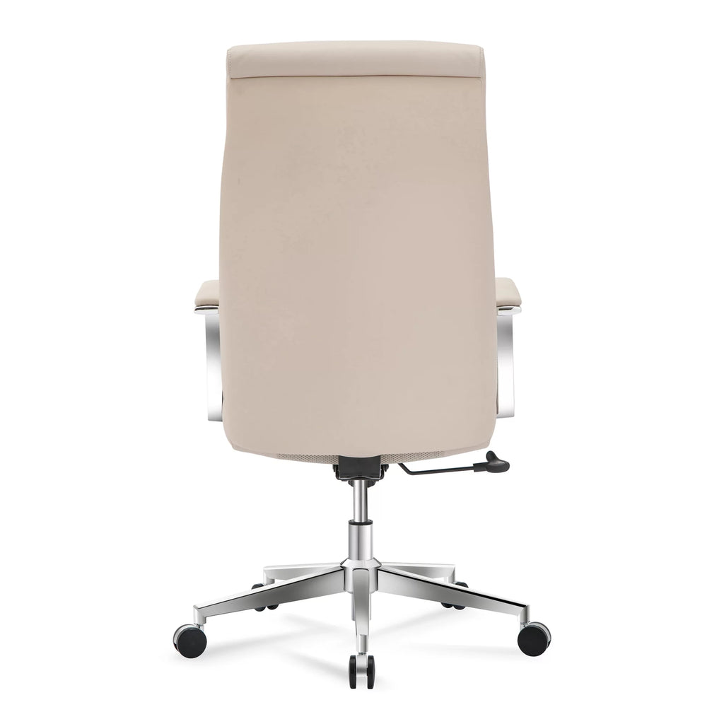 Modern Comfort Vegan Leather High-Back Executive Office Chair Sand Chrome b7k