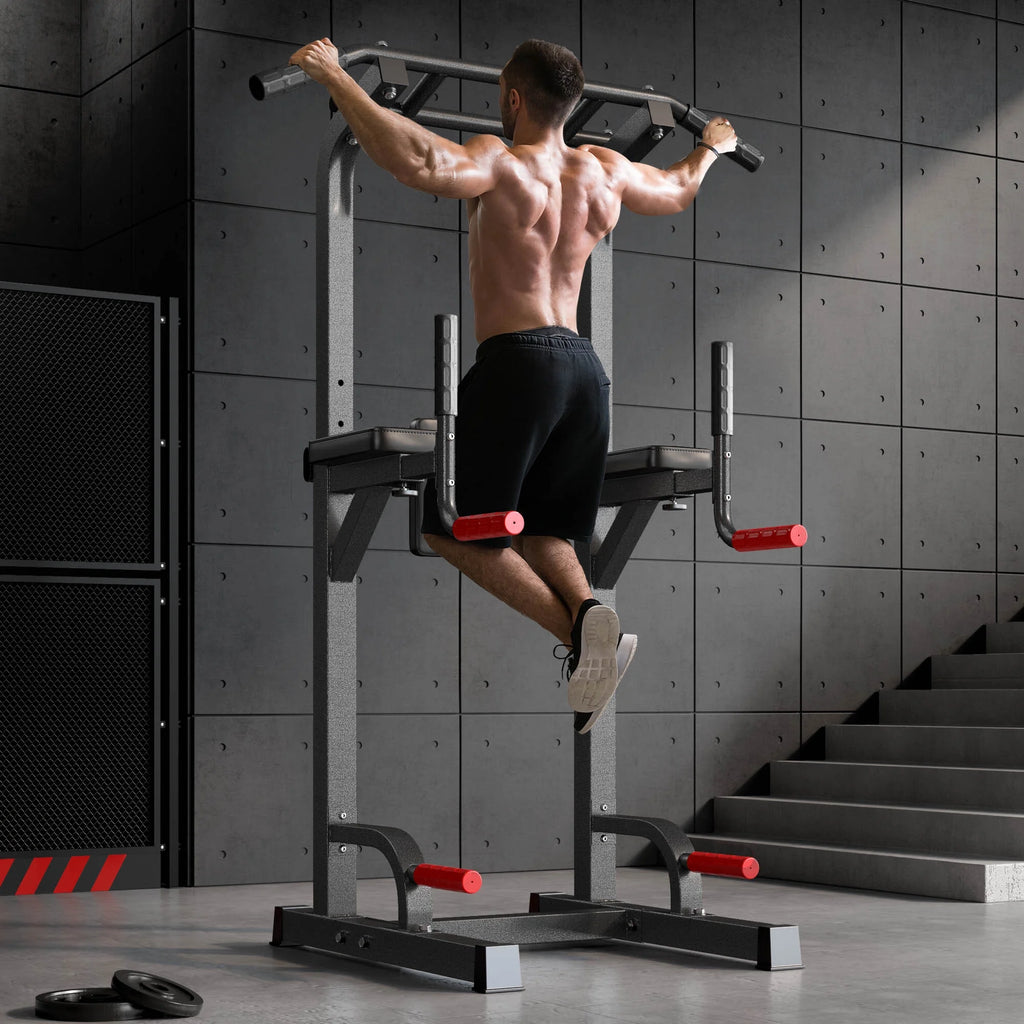 Power Tower Dip Station Pull Up Bar Stand Adjustable Height Home Gym k7x