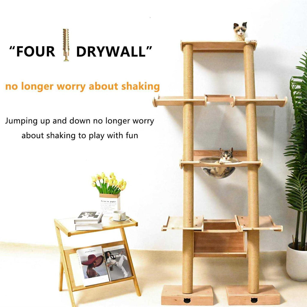 Cat Tree with Hammock Wall Mounted Scratching Post for Indoor Cats a7