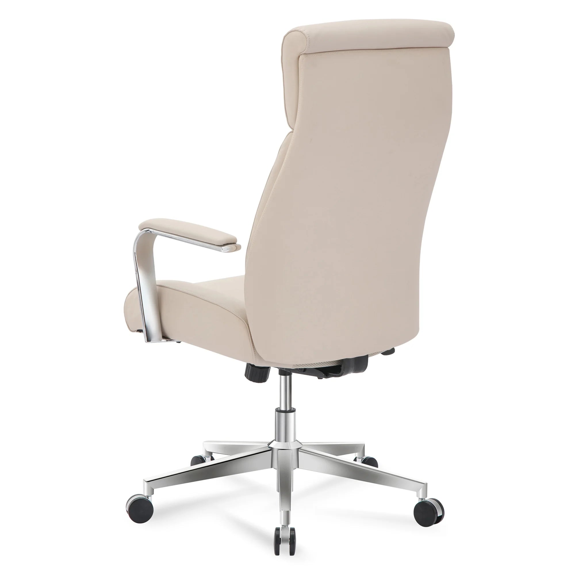 Modern Comfort Vegan Leather High-Back Executive Office Chair Sand Chrome b7k