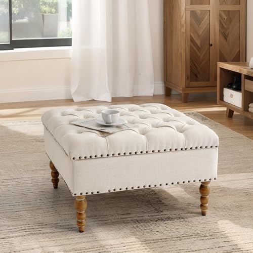 Square Ottoman Coffee Table with Storage Shelf a7