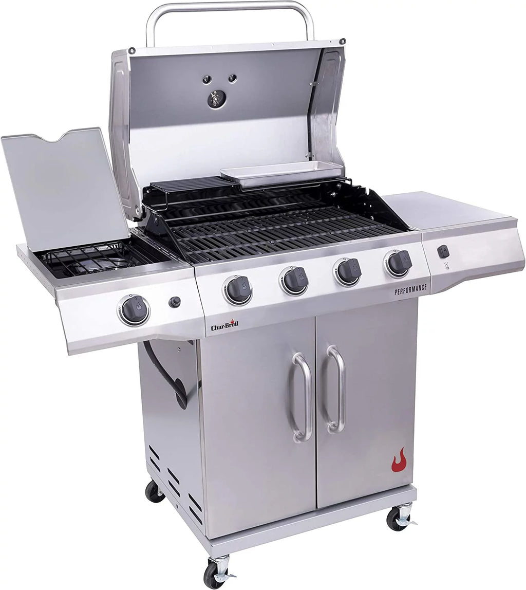 Propane Gas 4-Burner Grill with Side Burner Cabinet Stainless Steel k7