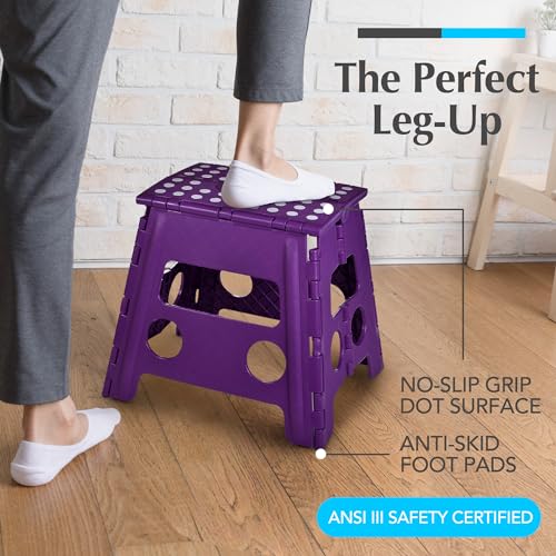 Folding Step Stool for Adults and Kids, Easy Open, Black a7