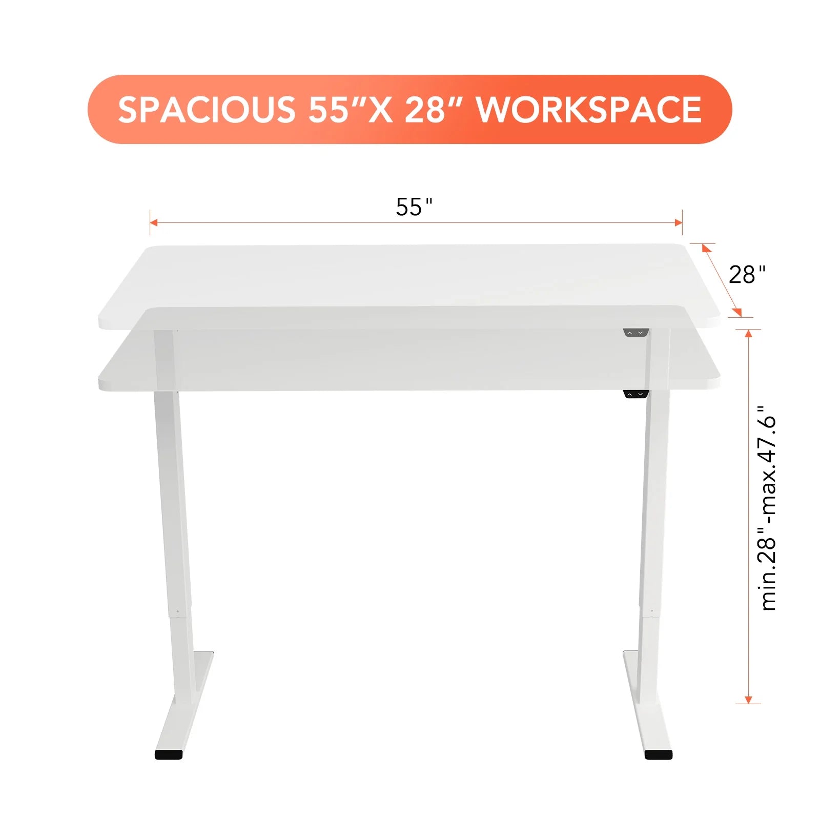 Adjustable Electric Standing Desk White 60cm x 71cm a7