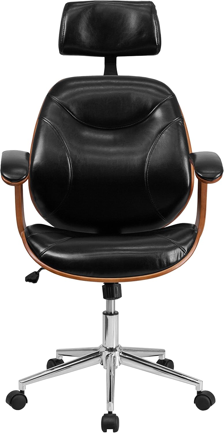 Office Chair Ergonomic Swivel Black LeatherSoft A7k