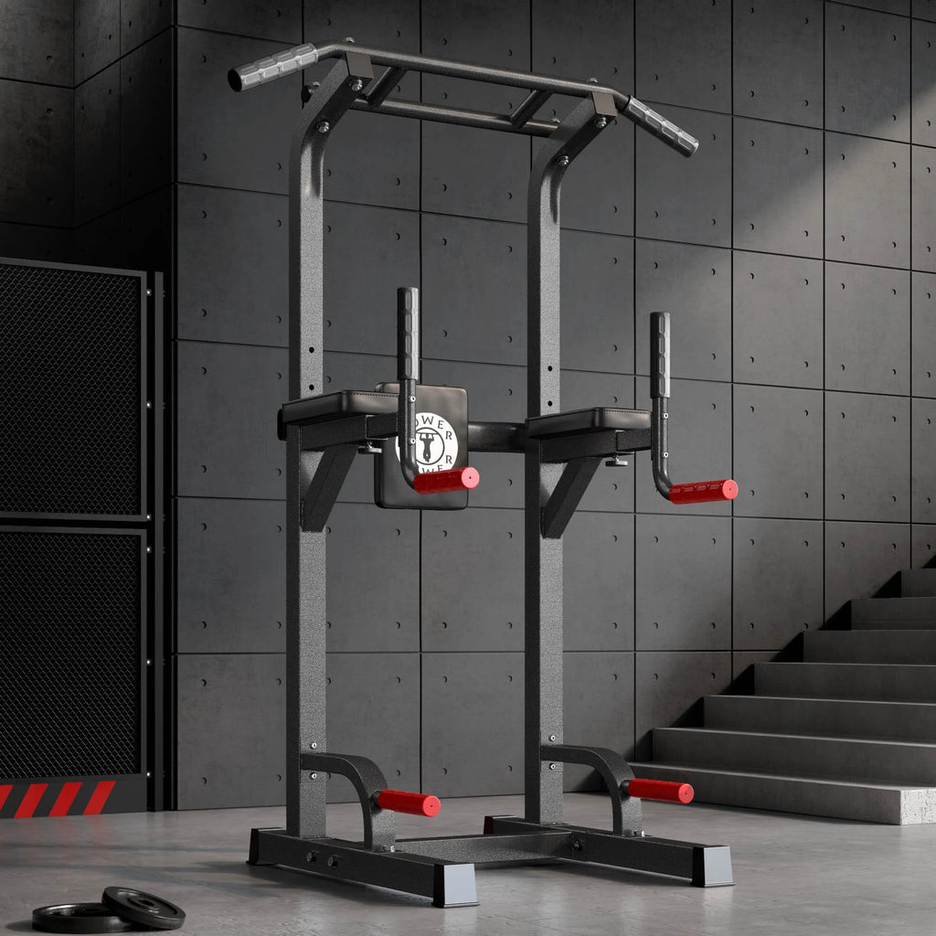 Power Tower Dip Station Pull Up Bar Stand Adjustable Height Home Gym k7x
