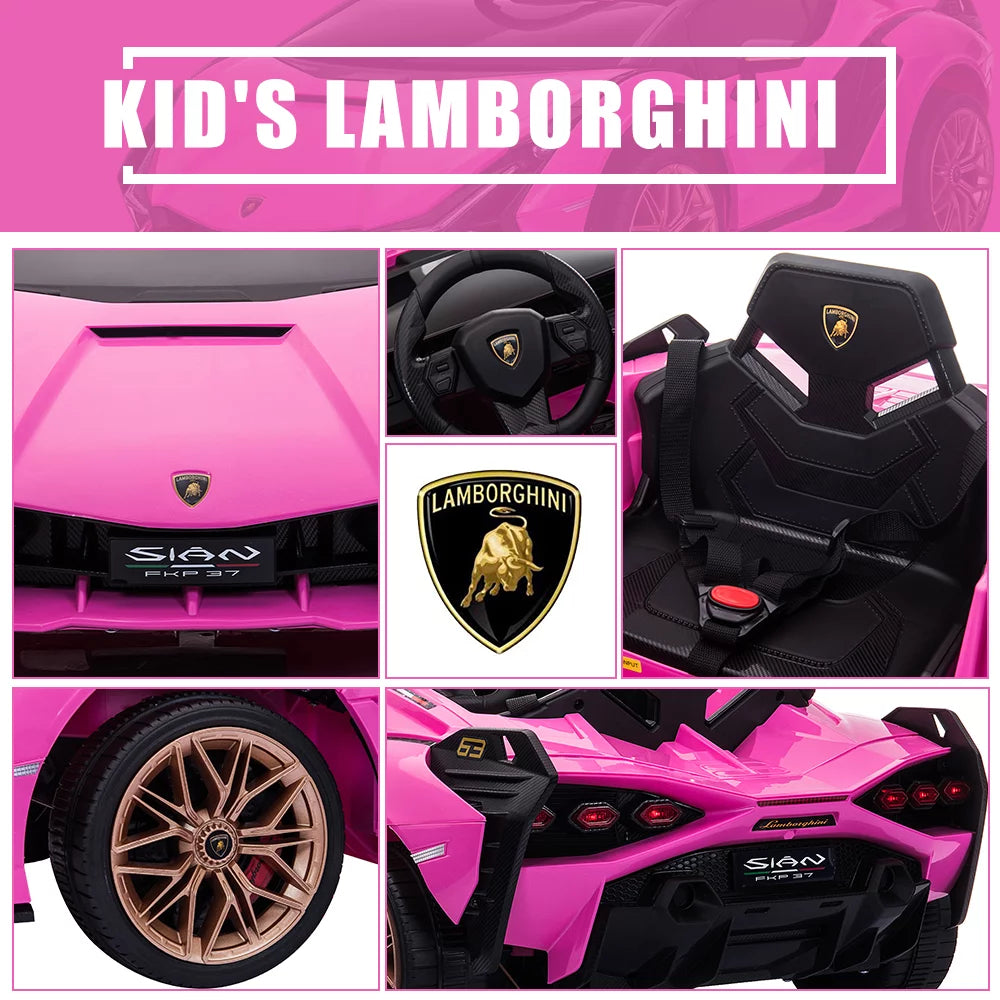 Ride on Sports Car with Remote Control, 12V Electric Car for Kids, LED Headlights, Pink k7