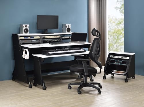 Music Studio Desk Workstation with Rack Cabinet Black k7