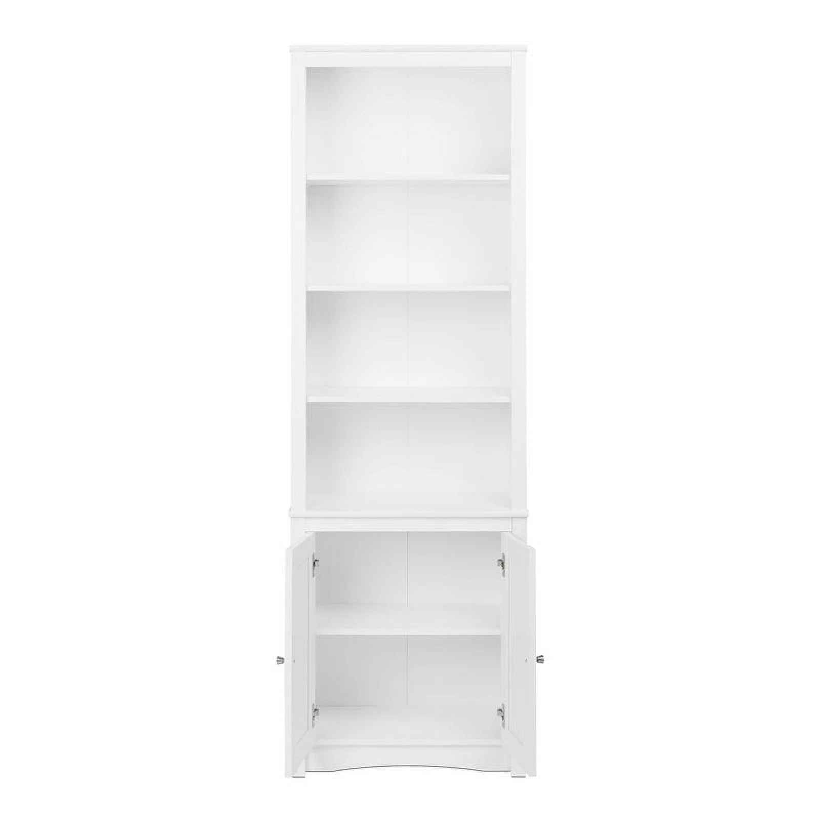 White 6-Shelf Bookcase with 2 Shaker Doors k7p