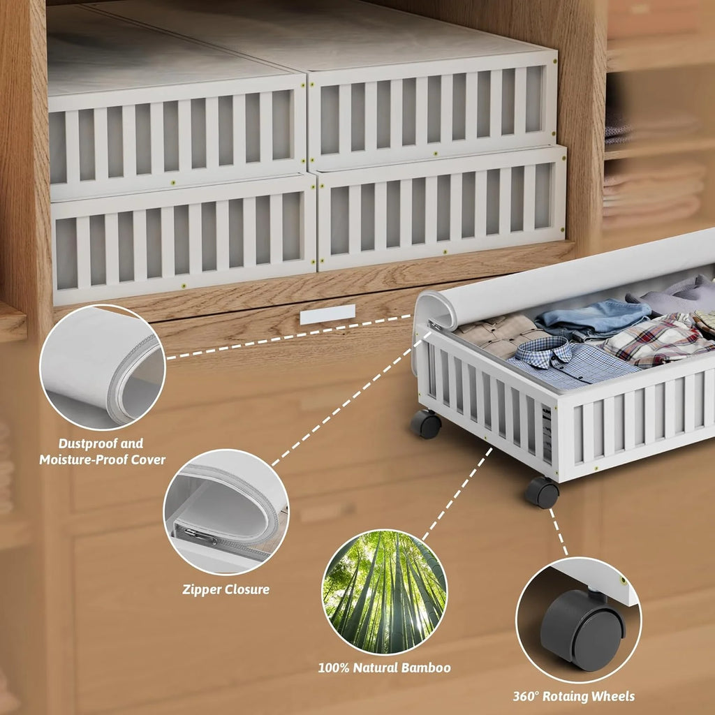 Under Bed Storage Containers with Wheels 2 Pack White a7