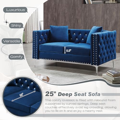 Velvet Loveseat Sofa for Living Room 59 Inch Modern Upholstered Cloud Couch a7