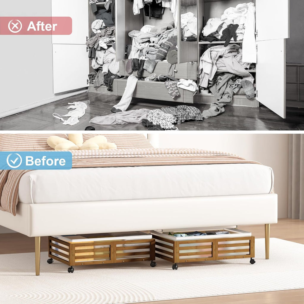 Under Bed Storage Bins with Wheels Bamboo 2 Pack a7