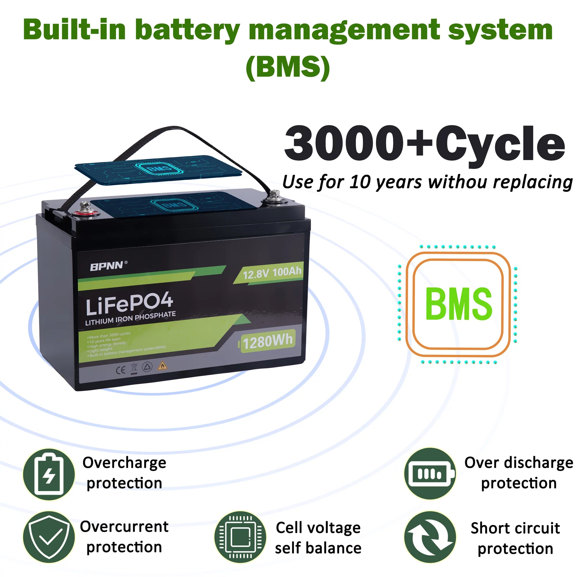 12V 100Ah LiFePO4 Battery for RV Solar Home Backup a7