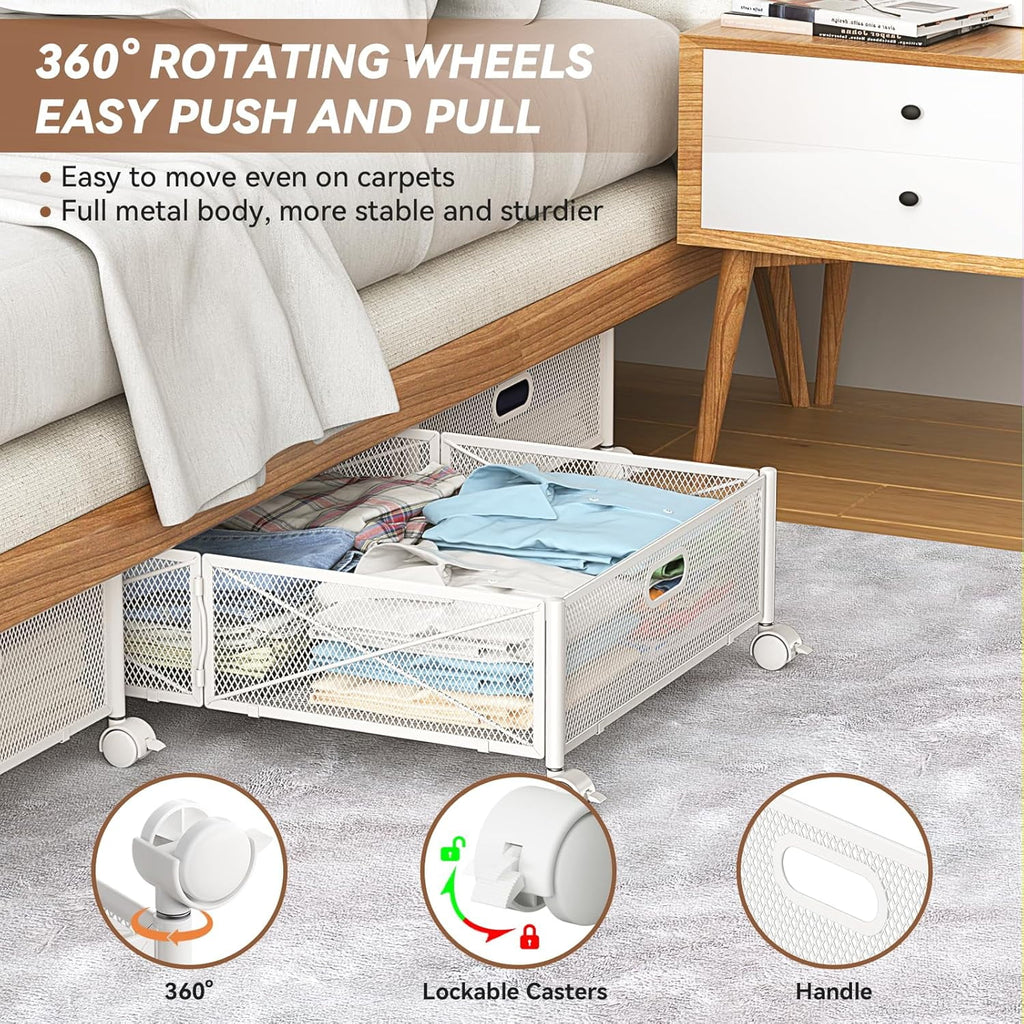 Under Bed Storage Containers with Wheels and Drawer, Tool-free Assembly a7