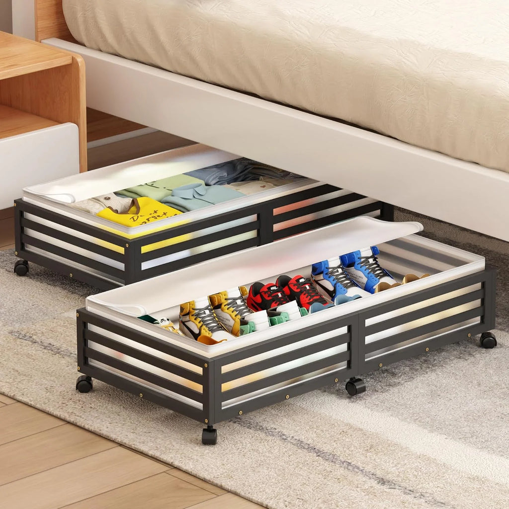 Under Bed Storage Bins with Wheels Bamboo 2 Pack a7