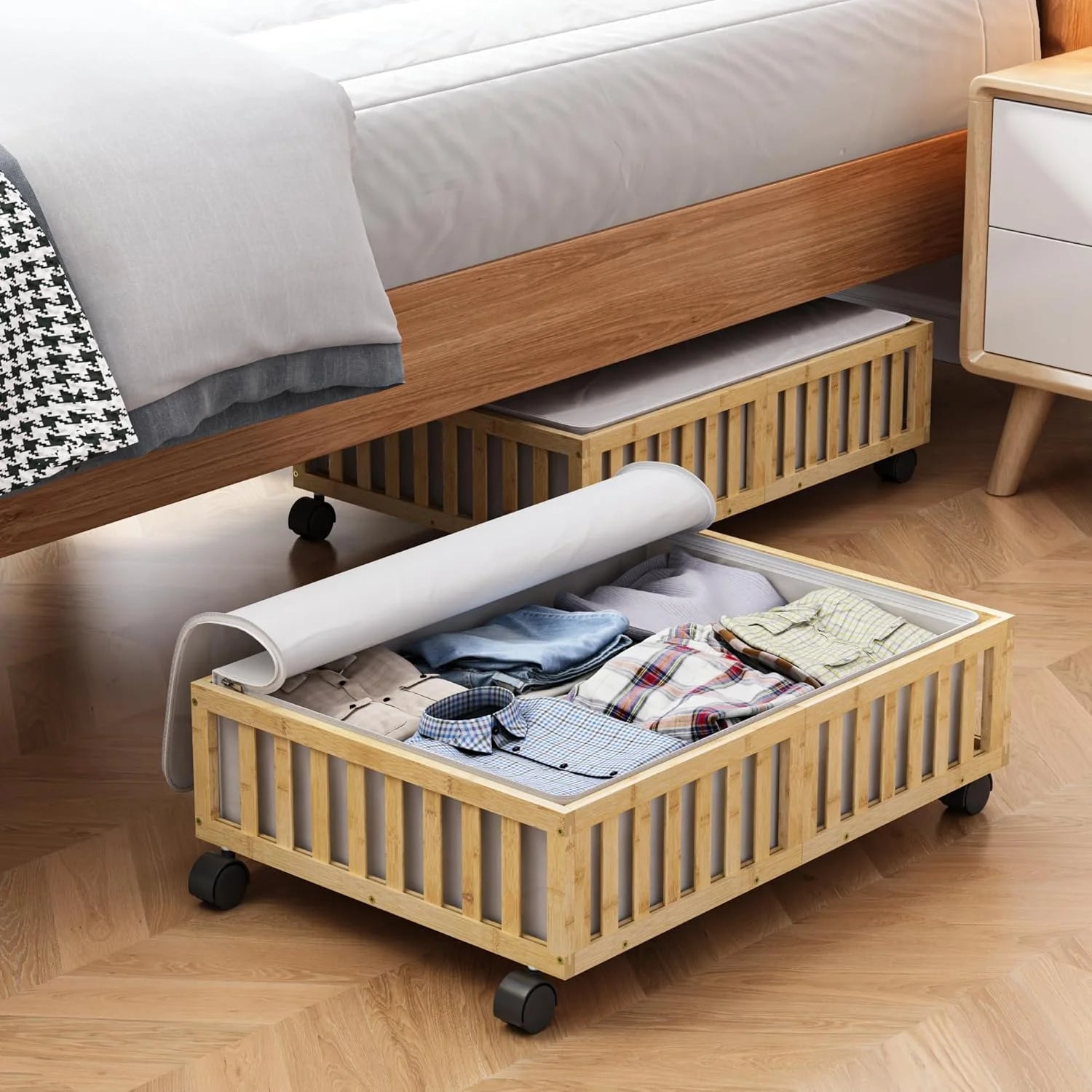 Under Bed Storage Containers with Wheels 2 Pack White a7