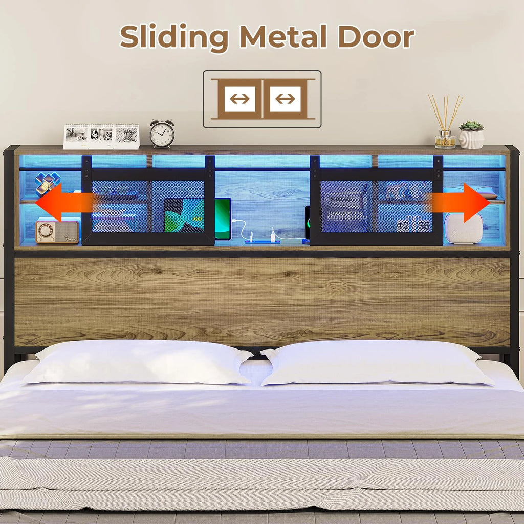 Metal Platform Bed Frame with Storage Drawers and Charging Station a7k