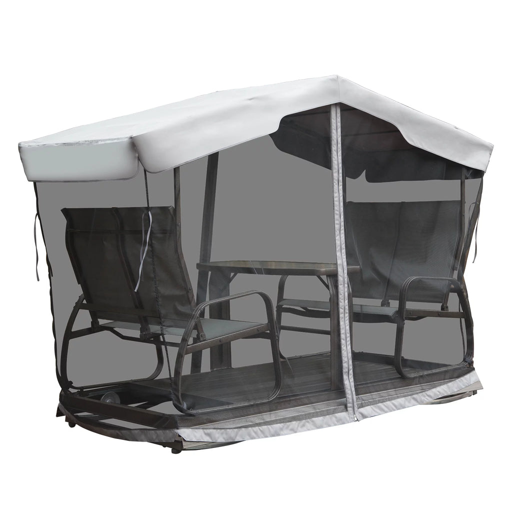 Outdoor Glider Bench with Canopy, Metal Frame, Patio Swing Chair a7k