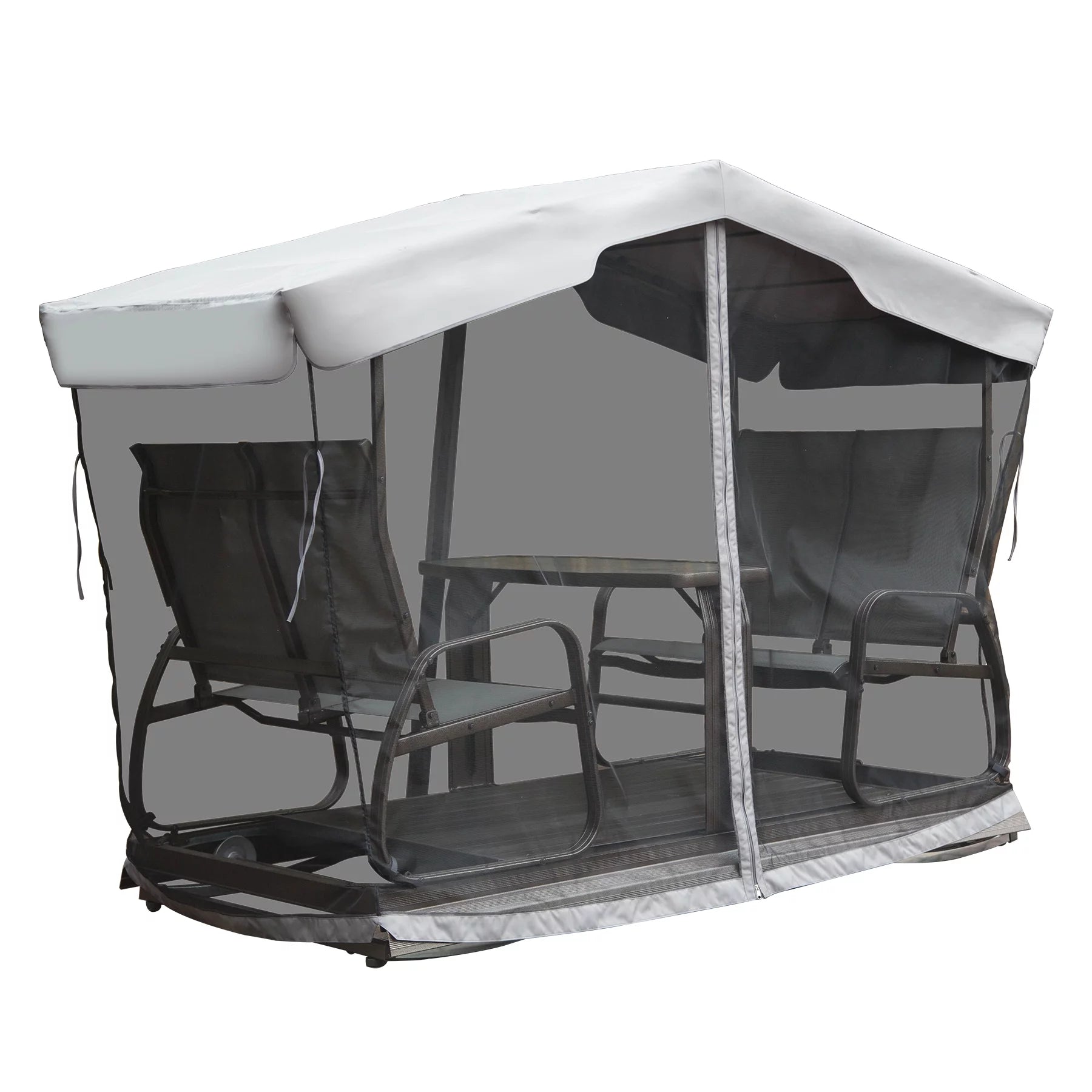 Outdoor Glider Bench with Canopy, Metal Frame, Patio Swing Chair a7k