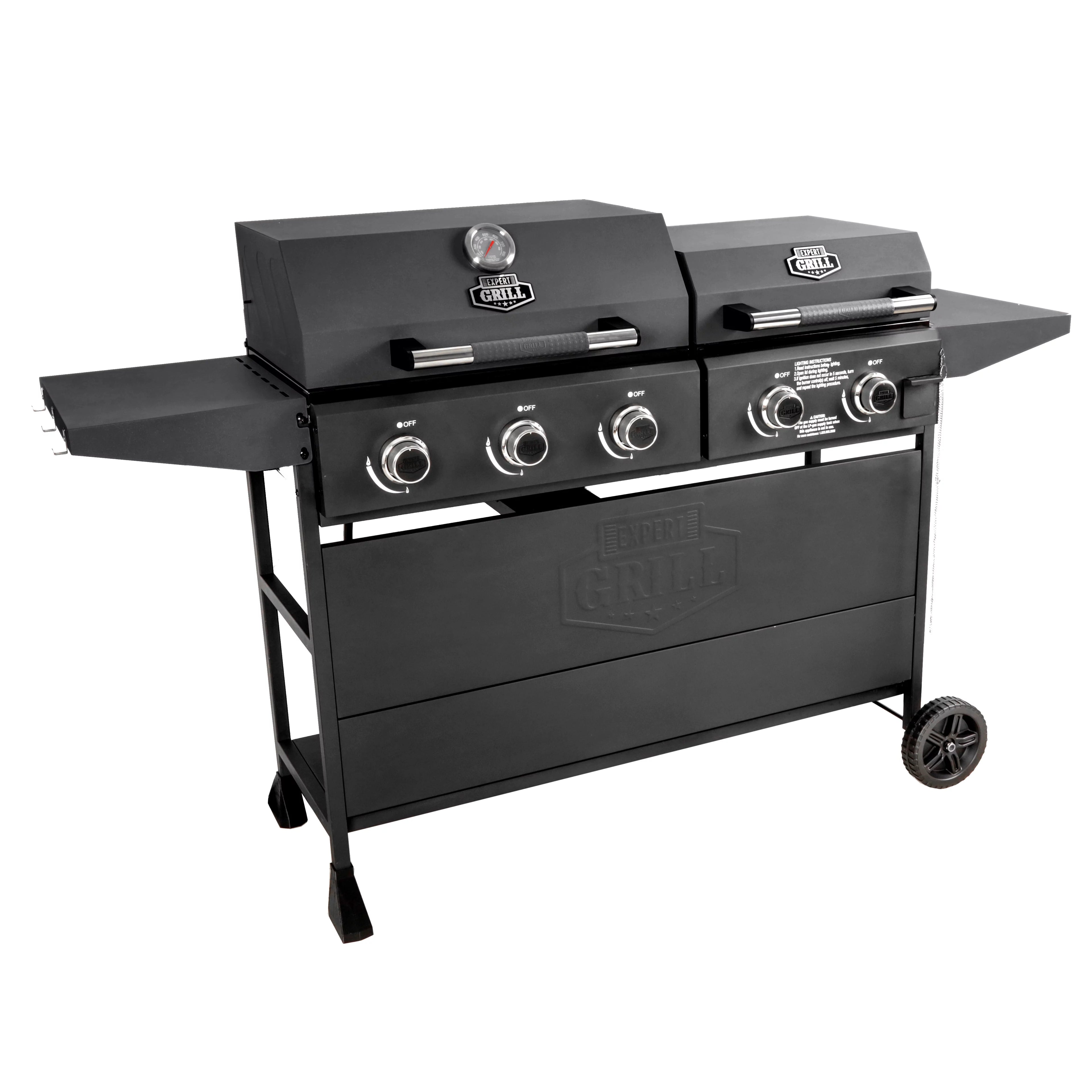 5 Burner Combo Gas Grill and Griddle Black k7p