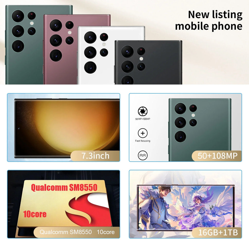 Smartphone 5G Unlocked Android 13 7.3 inch q7