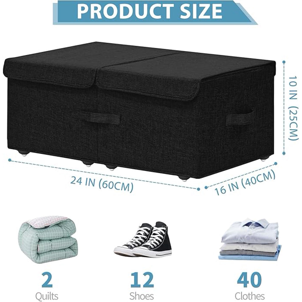 Under Bed Storage Container with Wheels 2 Pack Rolling Bins with Lids Black k7