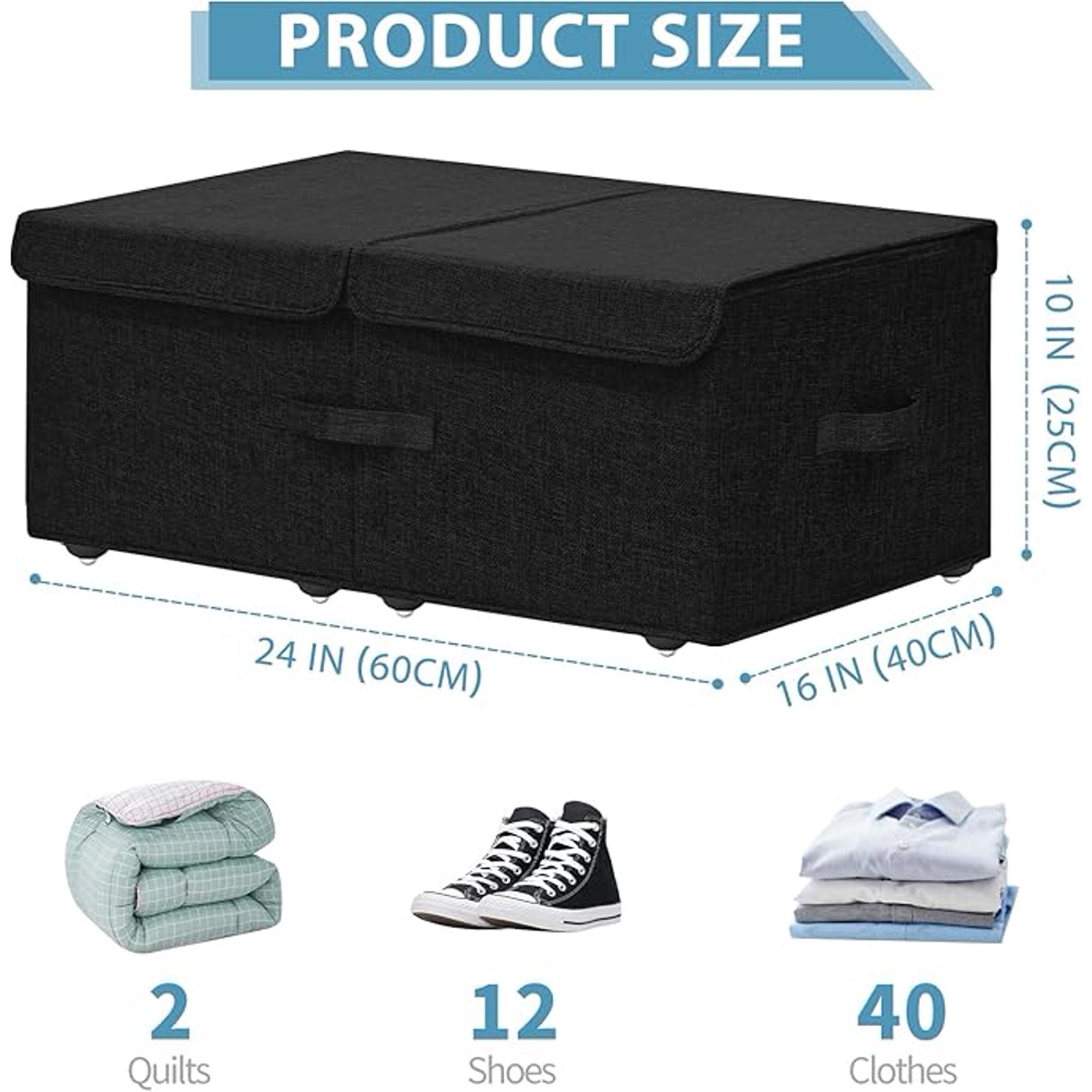Under Bed Storage Container with Wheels 2 Pack Rolling Bins with Lids Black k7