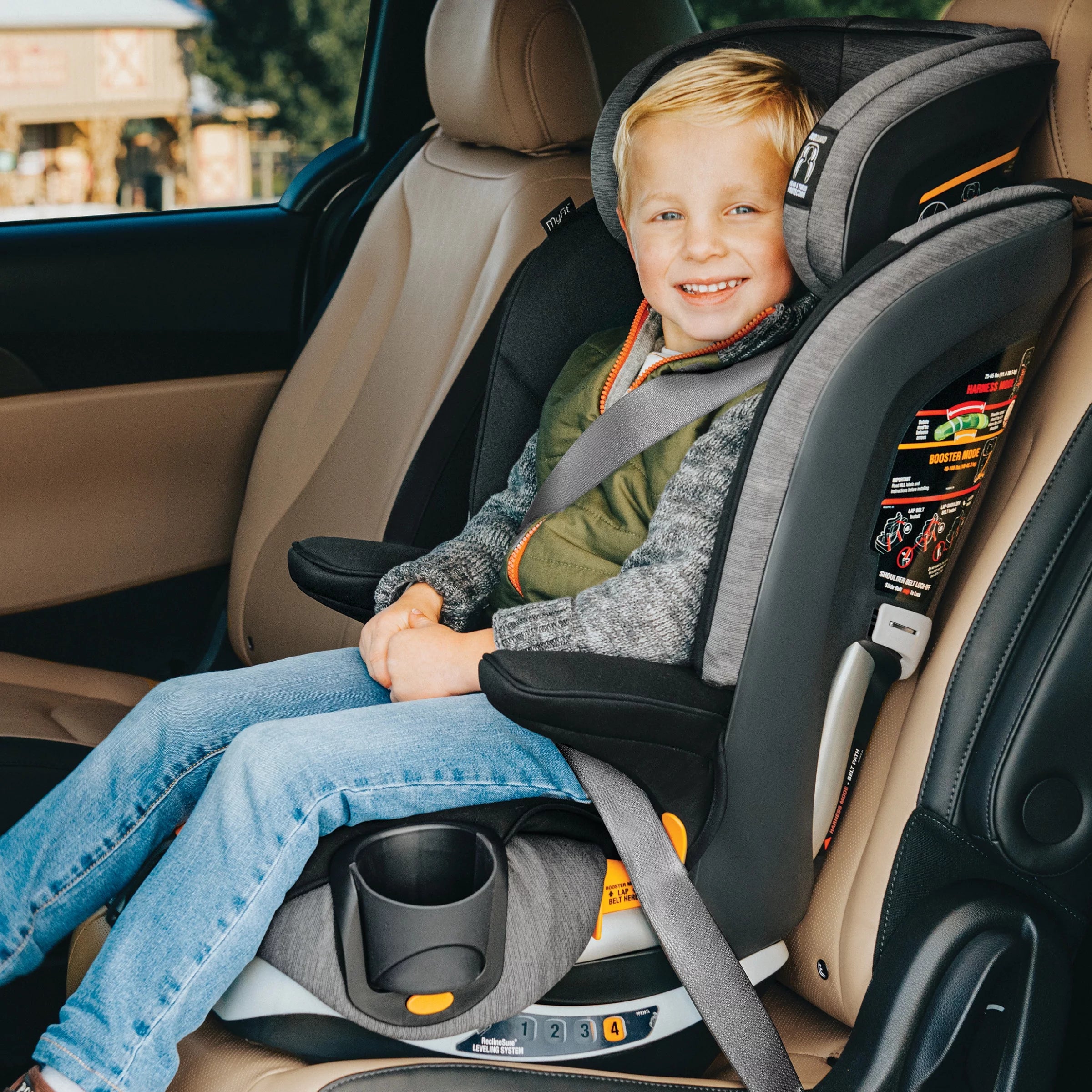 Car Seat Harness Booster Black a7